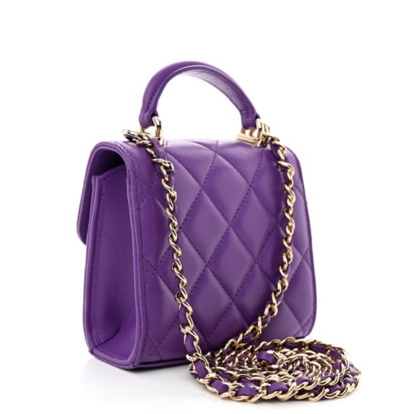NEW💜💜Chanel Quilted Lambskin Clutch Crossbody Bag - Picture 3 of 4